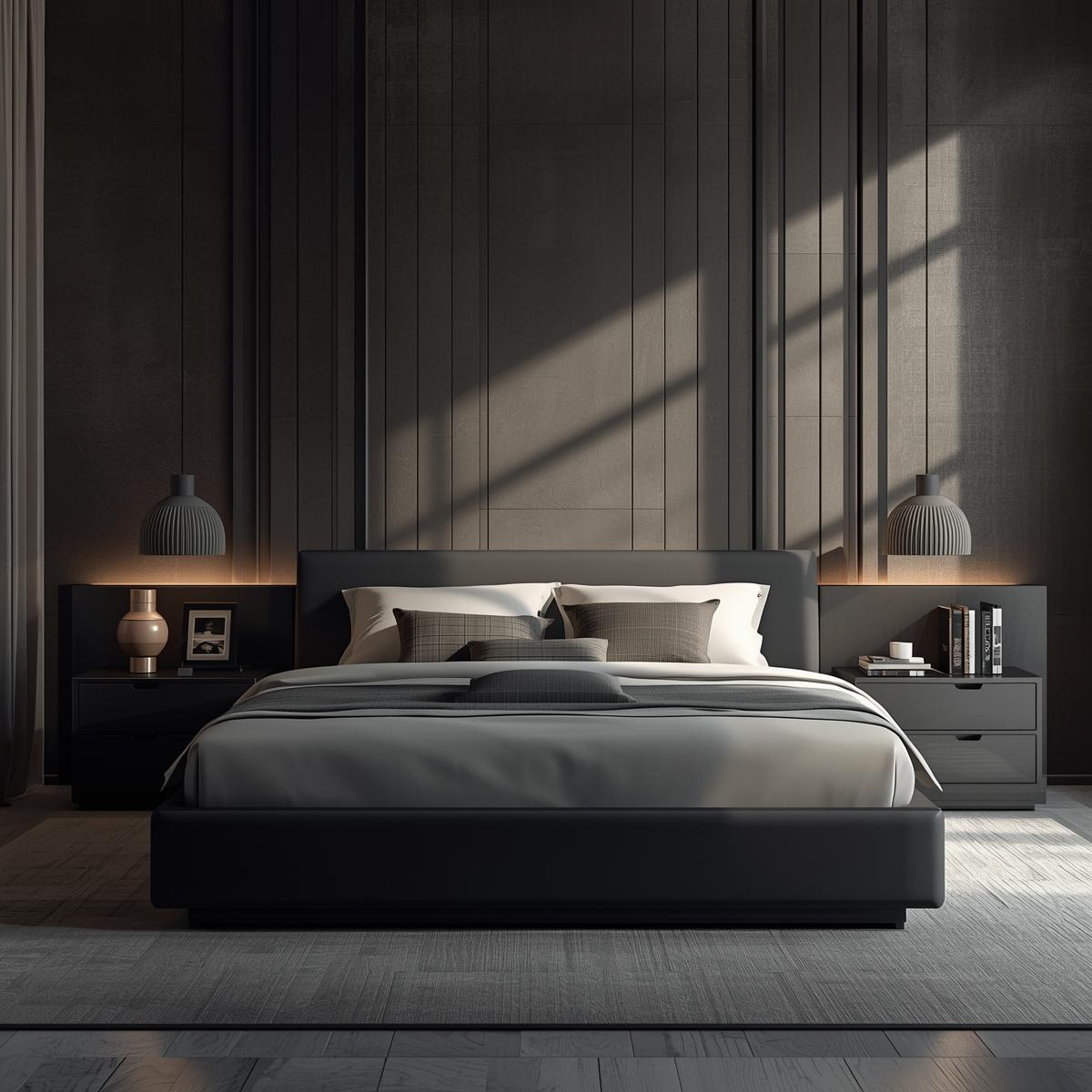 Charcoal bed panel - Bedroom design