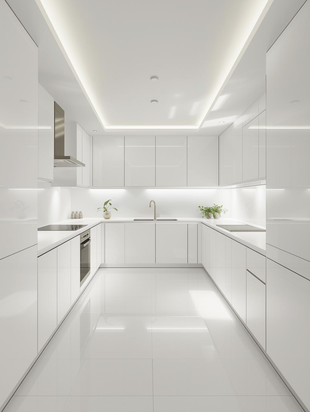U shaped - White modular kitchen design