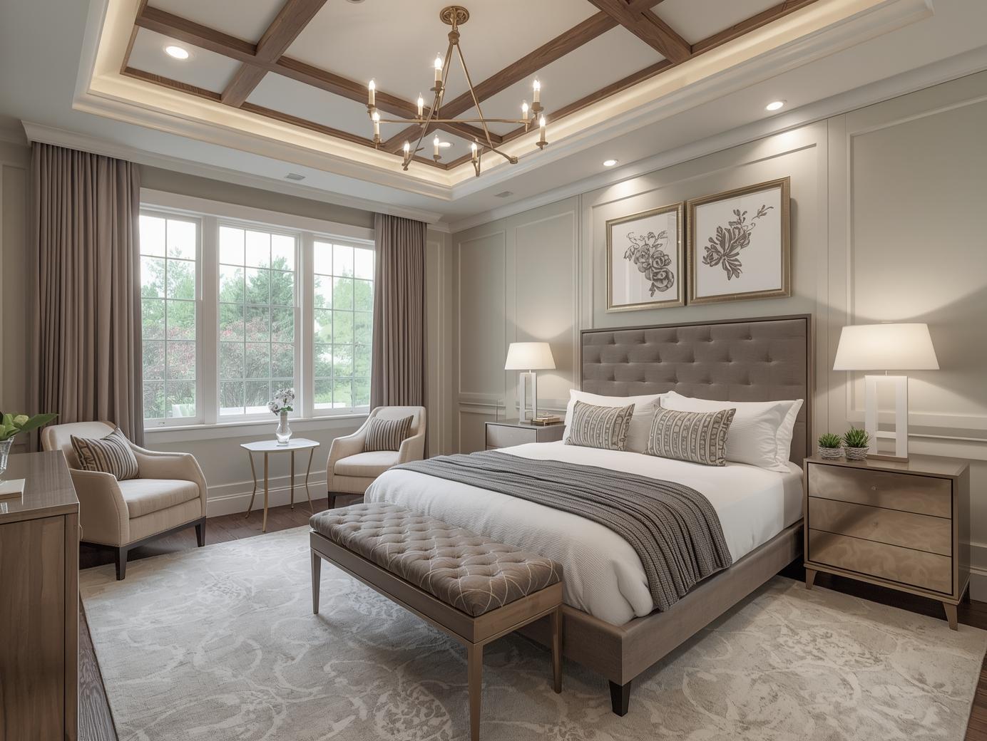 Spacious master bedroom - Wooden ceiling design