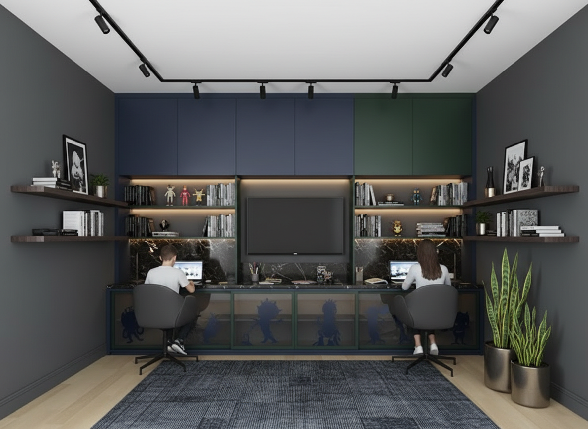 Modern Luxury Teen Room Design - Dark & Moody Study