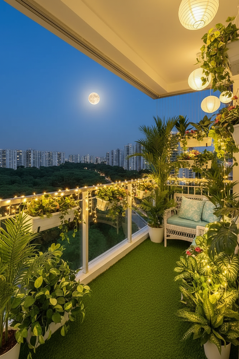 Maximalist Balcony Design - Bright & Airy Utility Space