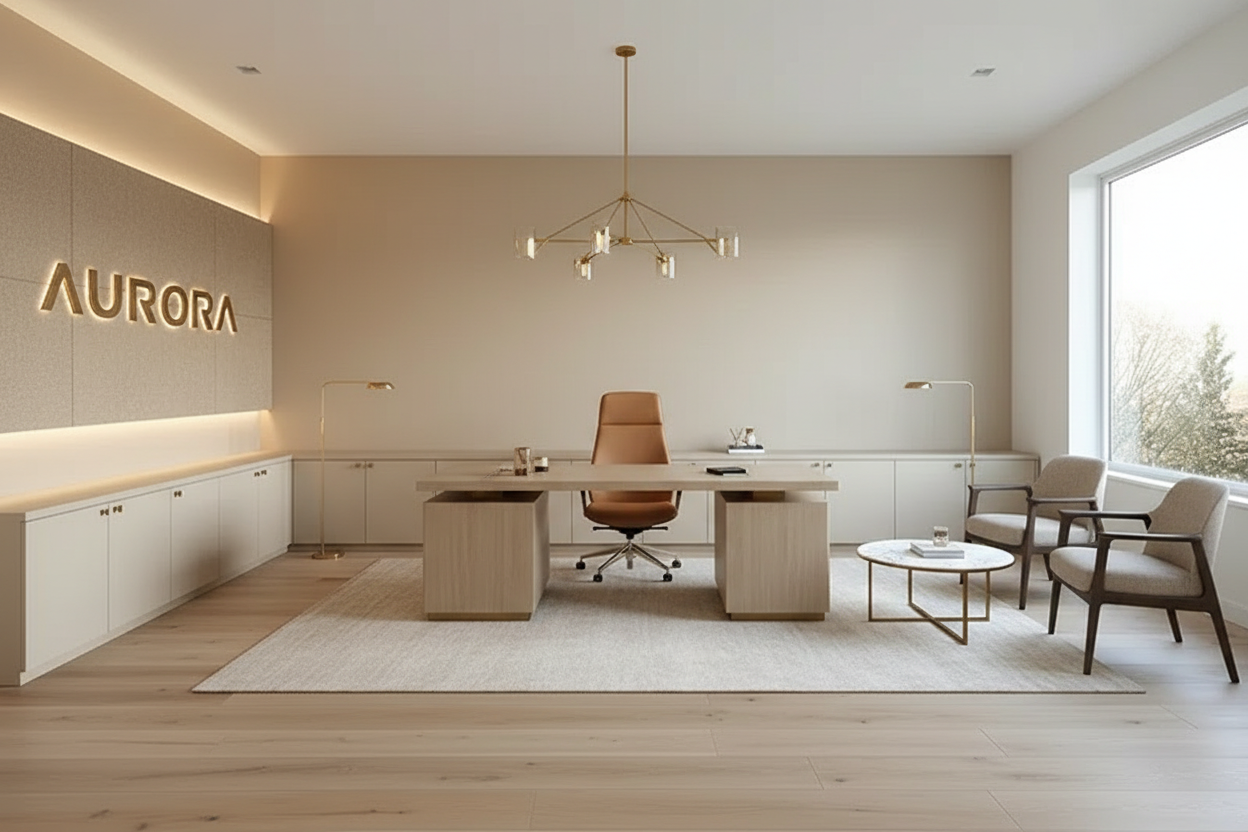 Executive Office Design - Modern Luxury & Warm Neutrals