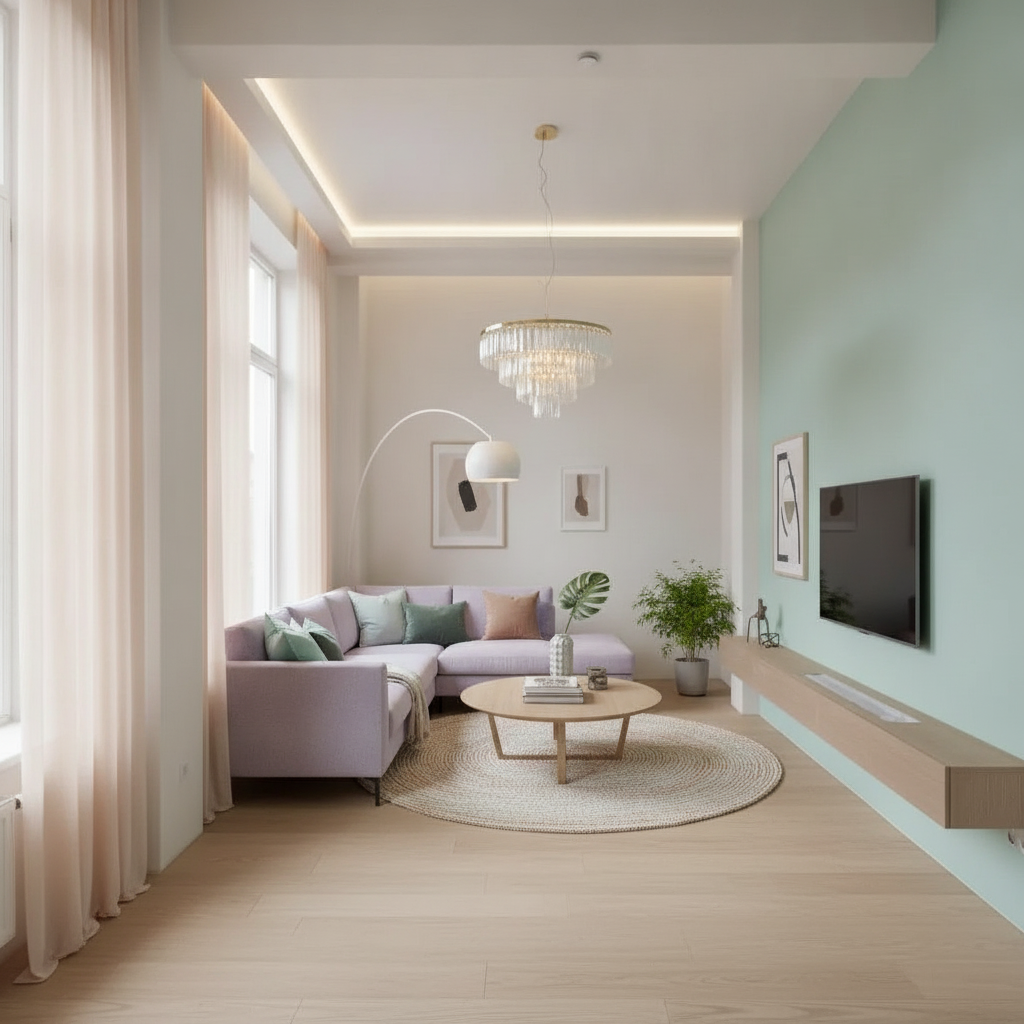 Pastel Soft Living Room Design - Modern & Formal