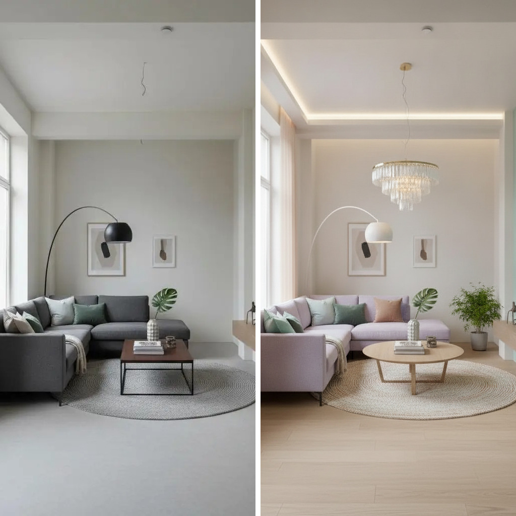 Pastel Soft Living Room Design - Modern & Formal